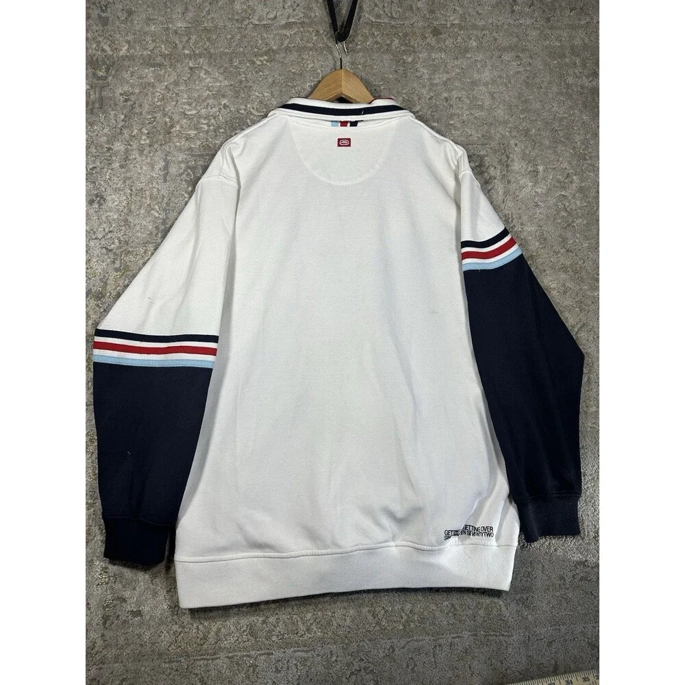 Vintage Ecko Unltd Actual Factual Track Jacket Y2K Hip Hop White Navy Large